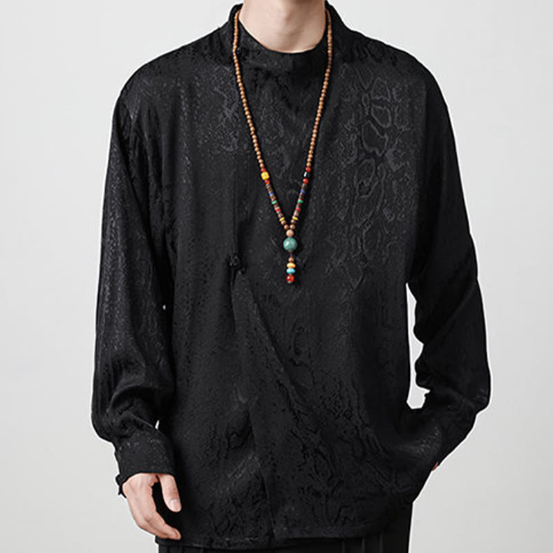 Camicia a maniche lunghe con bottoni a rana in jacquard autunnale Buddha Stones Uomo Abbigliamento - image 17