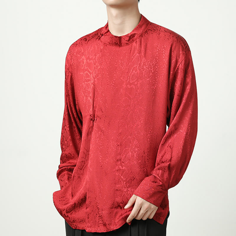 Camicia a maniche lunghe con bottoni a rana in jacquard autunnale Buddha Stones Uomo Abbigliamento - image 20