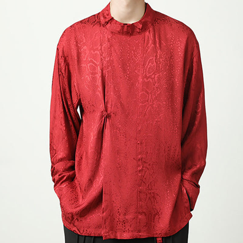 Camicia a maniche lunghe con bottoni a rana in jacquard autunnale Buddha Stones Uomo Abbigliamento - image 21