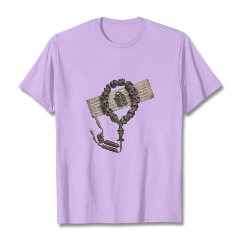 Maglietta con motivo a perline della foresta del Signore dei cadaveri, Buddha Stones tibetane - Prugna - 2XL - image 18