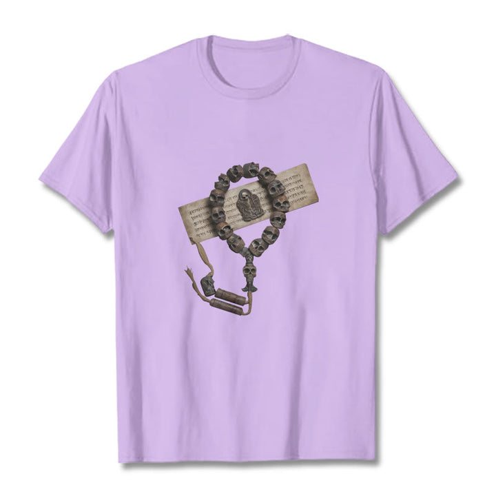 Maglietta con motivo a perline della foresta del Signore dei cadaveri, Buddha Stones tibetane - Prugna - 2XL - image 18