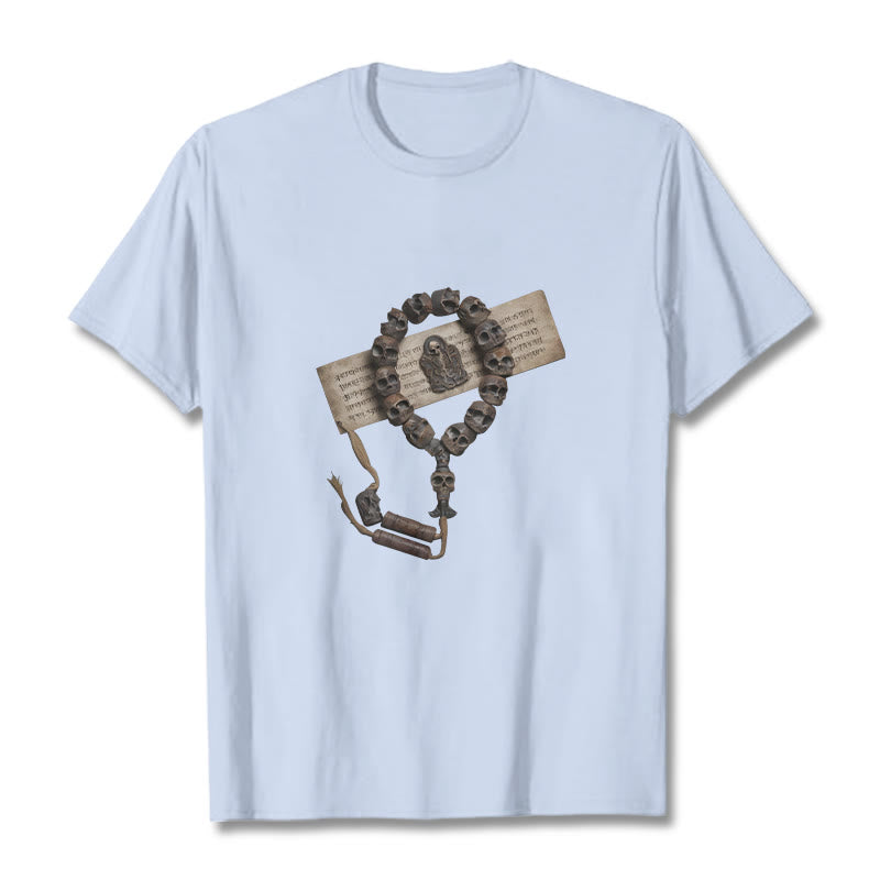 Maglietta con motivo a perline della foresta del Signore dei cadaveri, Buddha Stones tibetane - Ciano chiaro - 2XL - image 13