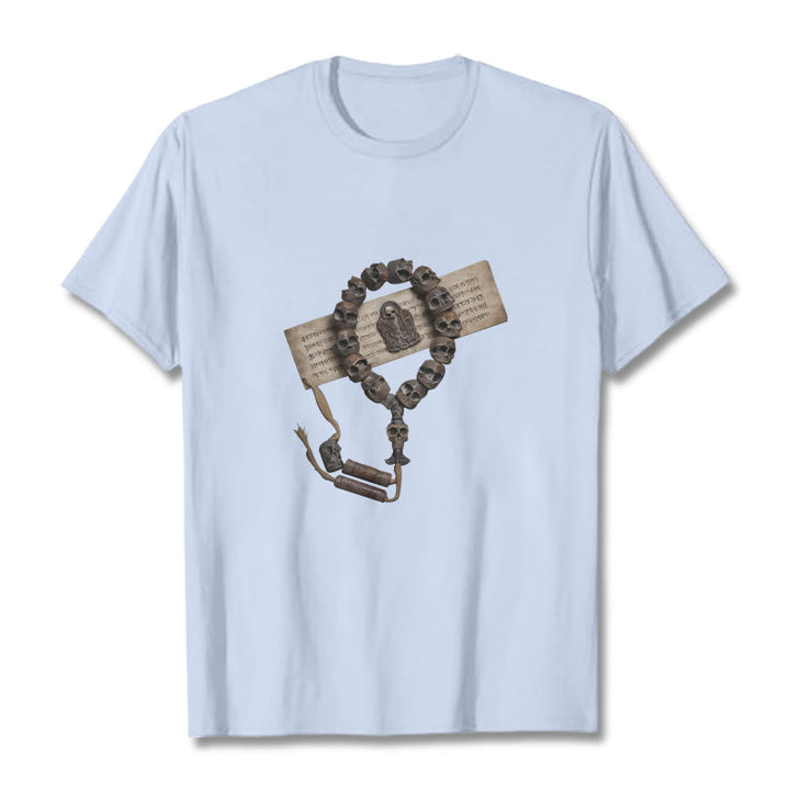 Maglietta con motivo a perline della foresta del Signore dei cadaveri, Buddha Stones tibetane - Ciano chiaro - 2XL - image 13