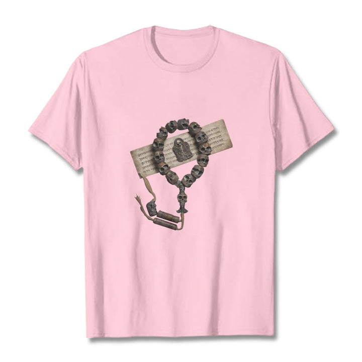 Maglietta con motivo a perline della foresta del Signore dei cadaveri, Buddha Stones tibetane - Rosa chiaro - 2XL - image 14