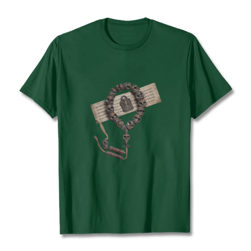 Maglietta con motivo a perline della foresta del Signore dei cadaveri, Buddha Stones tibetane - Verde foresta - 2XL - image 7
