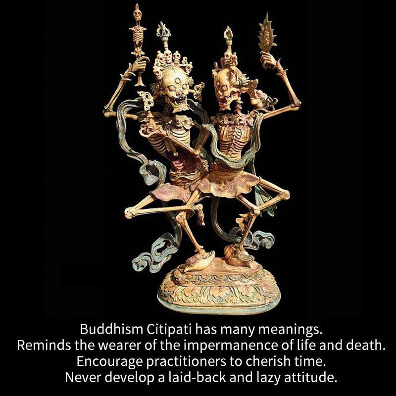 Buddha Stones con ciondolo a forma di nuvola con teschi della foresta, tibetano, il signore dei cadaveri - image 6