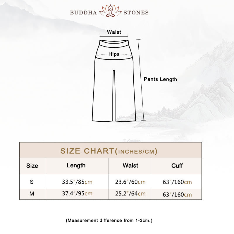 Pantaloni larghi in cotone e lino casual da donna Buddha Stones per yoga e danza