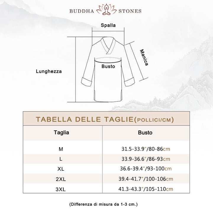 Set da uomo di abbigliamento yoga Buddha Stones a V, in cotone e lino, per meditazione e preghiera, spirituale e zen