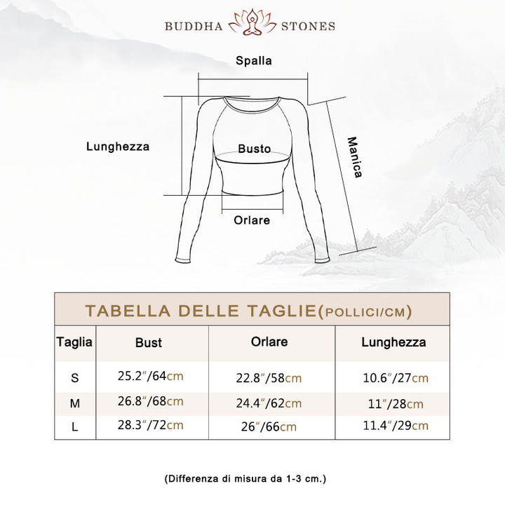 Maglietta corta a maniche lunghe con motivo a Buddha Stones, reggiseno, leggings, pantaloni, fitness e yoga. - image 5