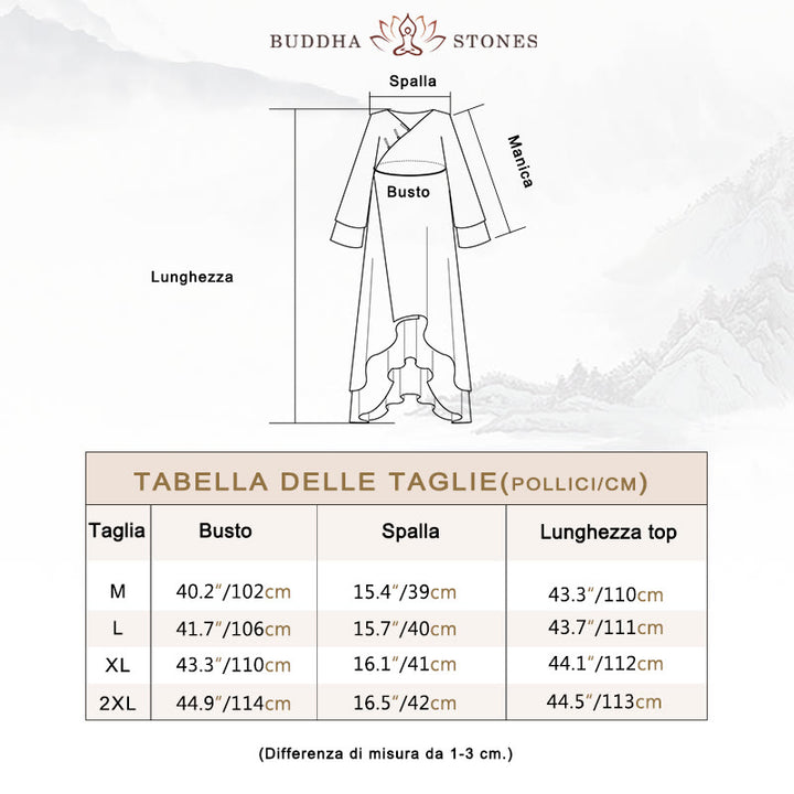 Abito tunica midi con Buddha Stones a V e pantaloni larghi, per meditazione, zen, danza - image 5
