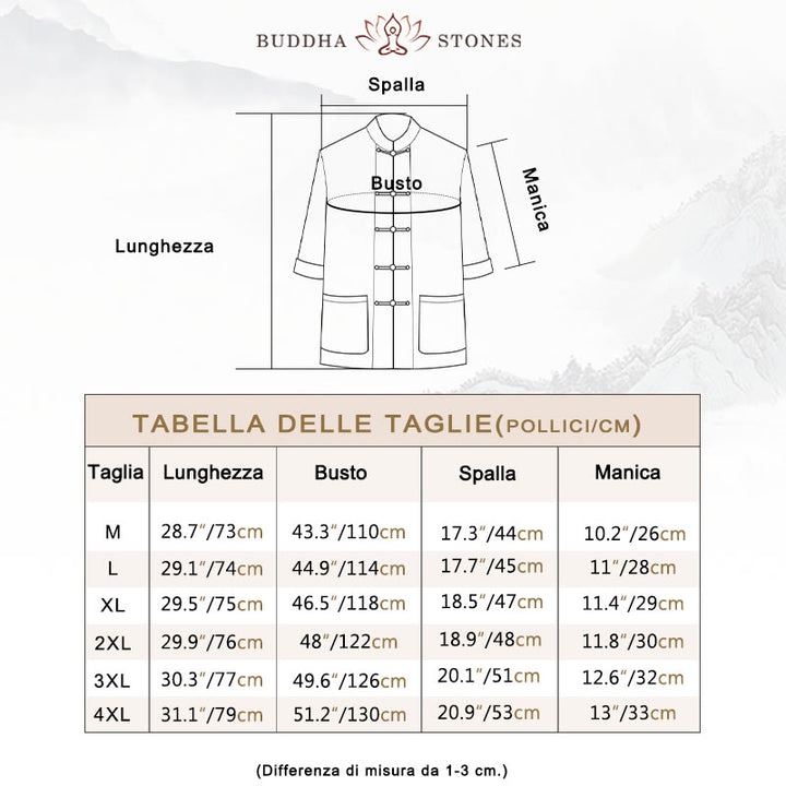 Camicia a maniche corte in cotone con bottoni a rana Buddha Stones, abito cinese Tang, abbigliamento da uomo con tasche - image 6