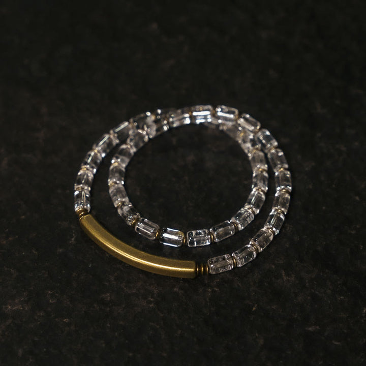 Braccialetto della fortuna in rame con cristallo bianco quadrato Buddha Stones - image 1