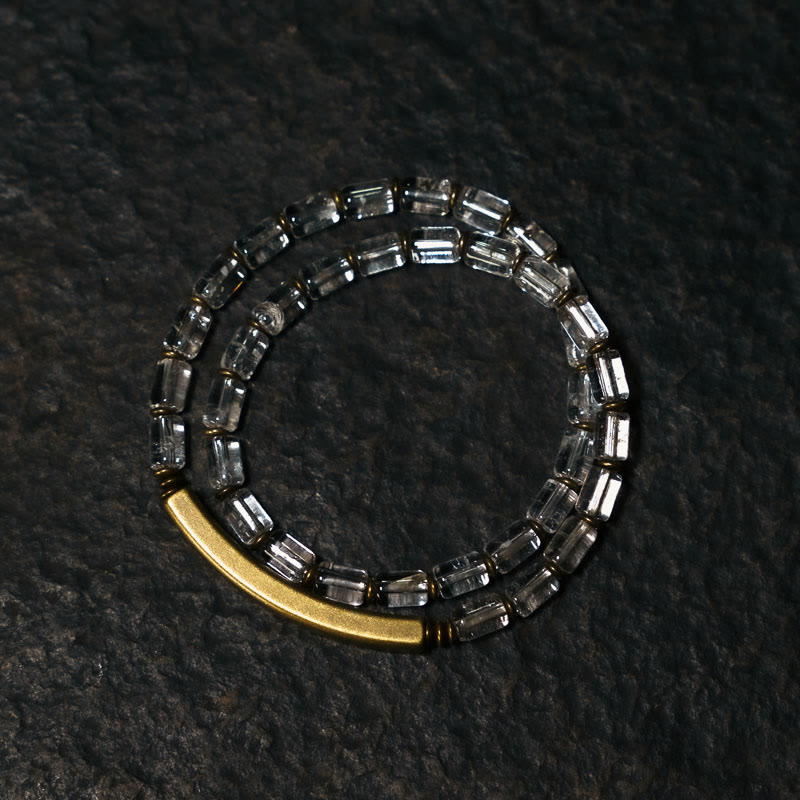 Braccialetto della fortuna in rame con cristallo bianco quadrato Buddha Stones - image 3