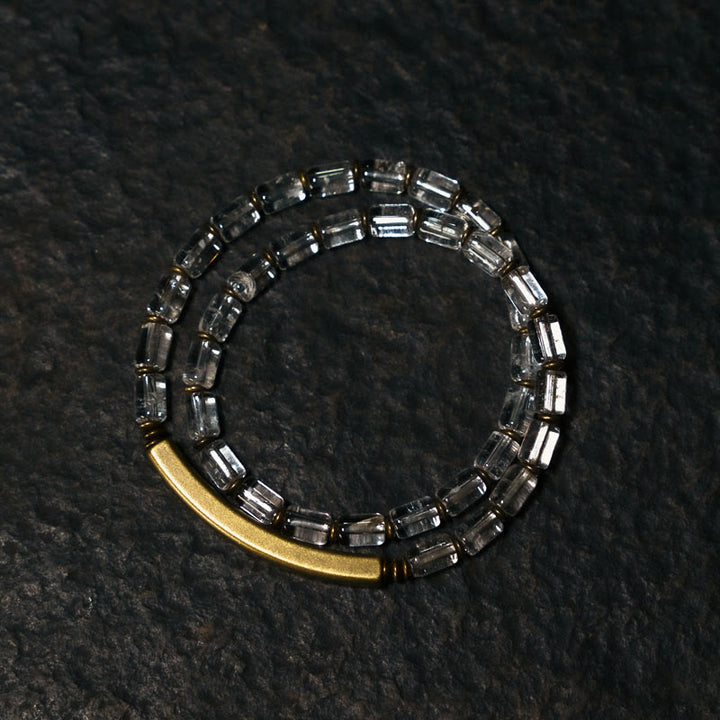 Braccialetto della fortuna in rame con cristallo bianco quadrato Buddha Stones - image 3