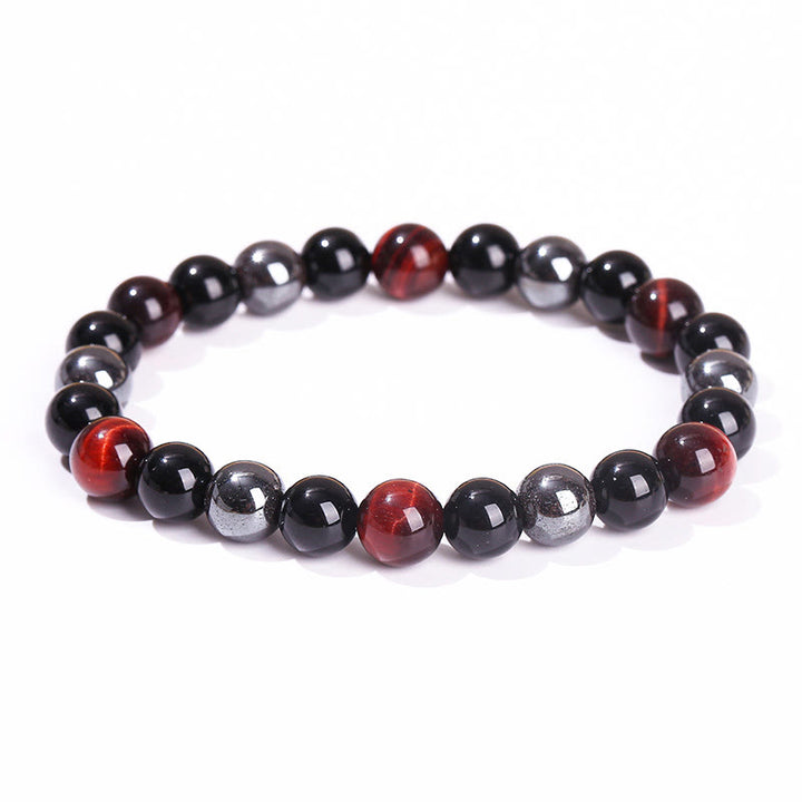 Braccialetto Buddha Stones Naturale Occhio di Tigre Ossidiana Ematite Positivo Potente