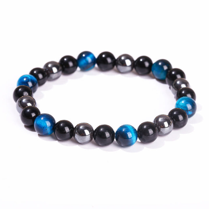 Braccialetto Buddha Stones Naturale Occhio di Tigre Ossidiana Ematite Positivo Potente