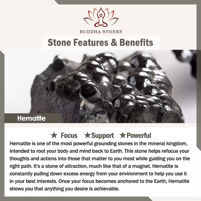 Braccialetto Buddha Stones Naturale Occhio di Tigre Ossidiana Ematite Positivo Potente
