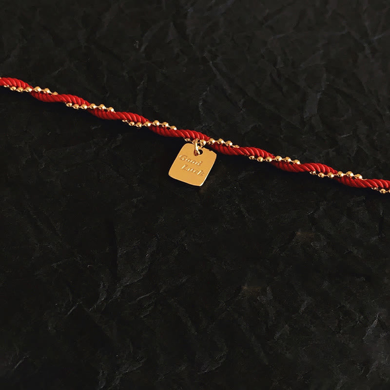 Braccialetto Buddha Stones Red String Gold Plated Copper Good Luck Strength