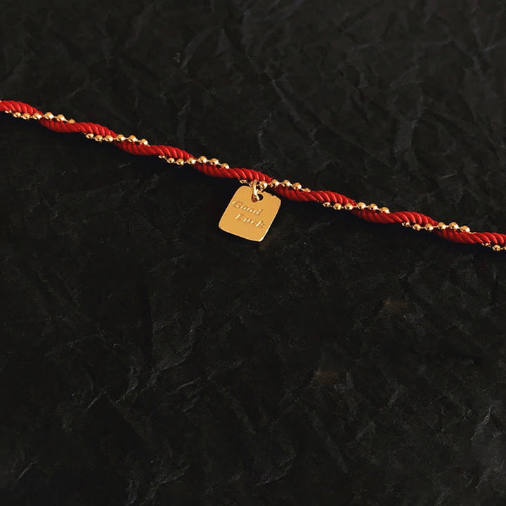 Braccialetto Buddha Stones Red String Gold Plated Copper Good Luck Strength