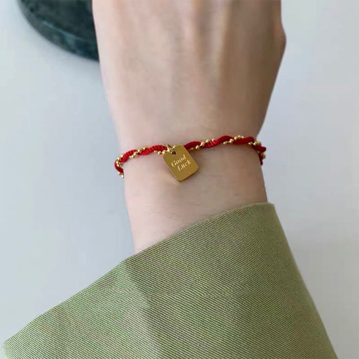 Braccialetto Buddha Stones Red String Gold Plated Copper Good Luck Strength