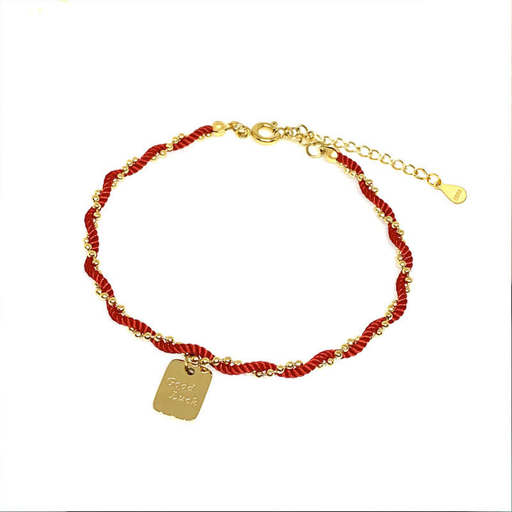Braccialetto Buddha Stones Red String Gold Plated Copper Good Luck Strength