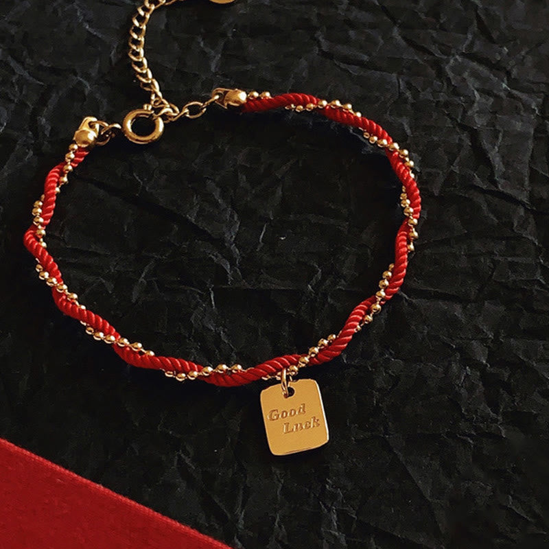 Braccialetto Buddha Stones Red String Gold Plated Copper Good Luck Strength