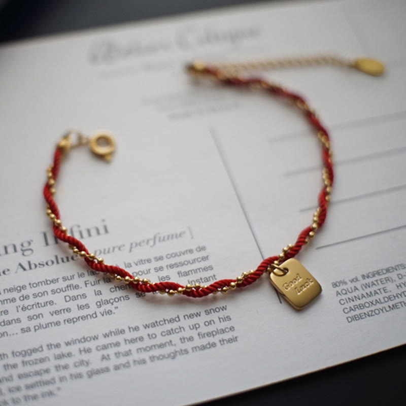 Braccialetto Buddha Stones Red String Gold Plated Copper Good Luck Strength