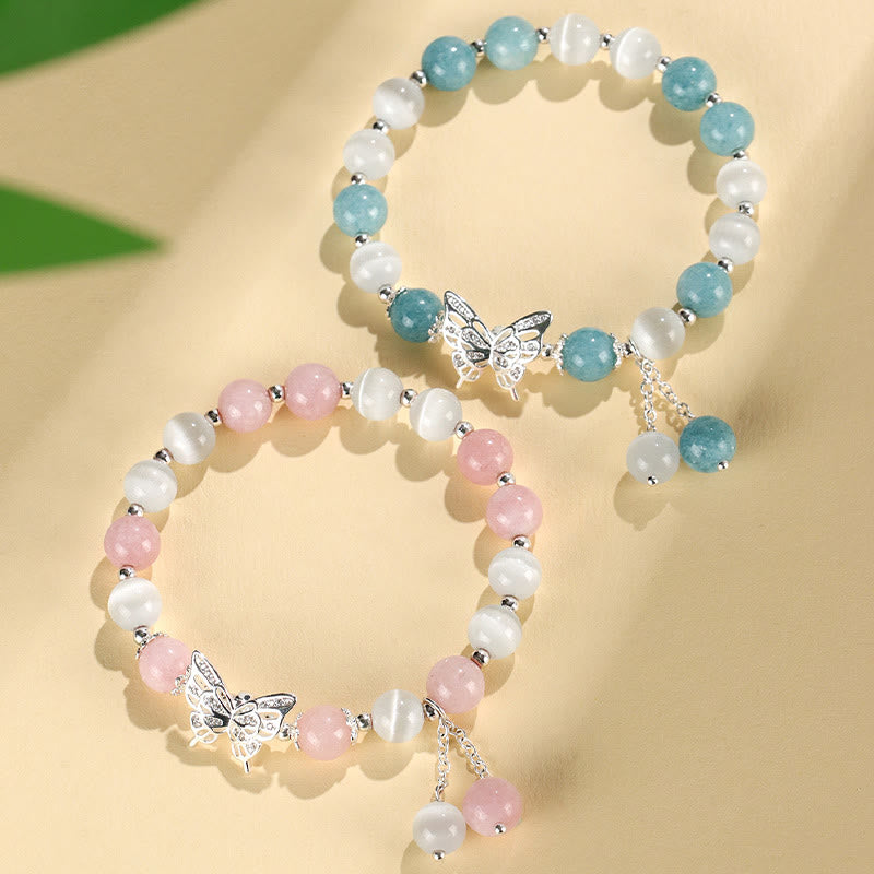 Braccialetto Buddha Stones Chrysoberyl Cat's Eye Chalcedony Butterfly Love