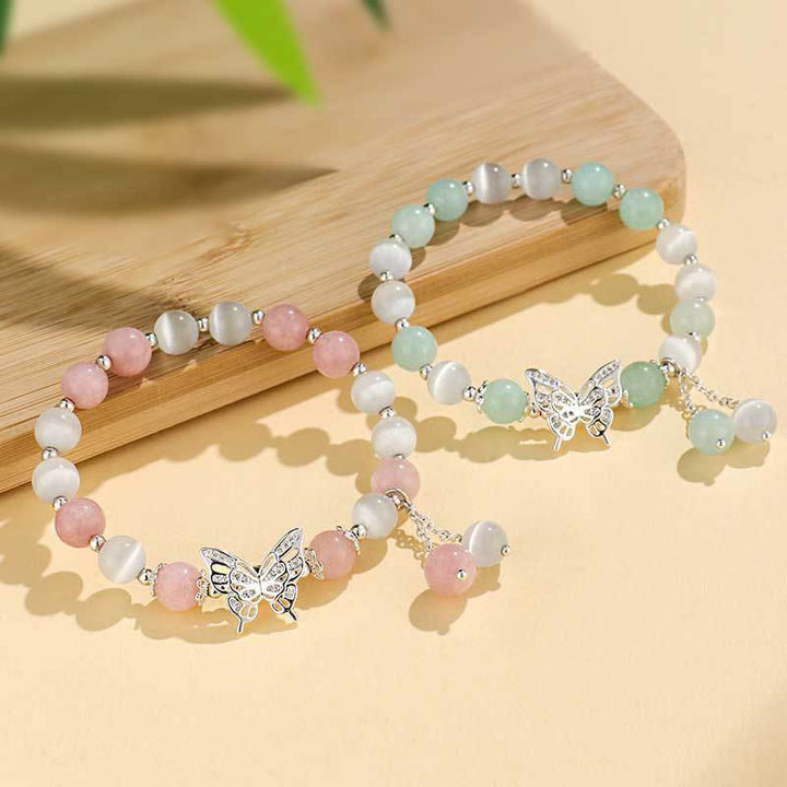 Braccialetto Buddha Stones Chrysoberyl Cat's Eye Chalcedony Butterfly Love