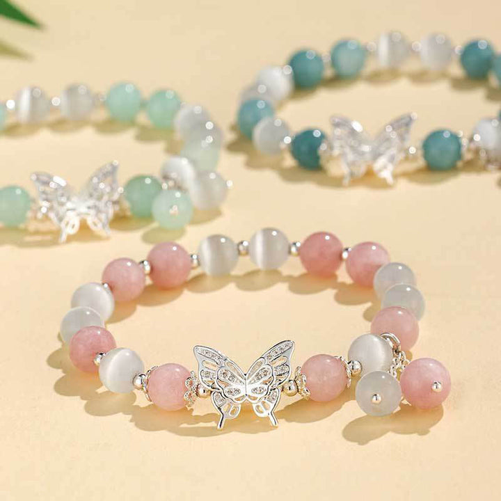 Braccialetto Buddha Stones Chrysoberyl Cat's Eye Chalcedony Butterfly Love