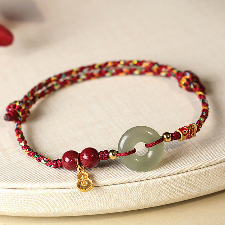 Buddha Stones, filo rosso, filo nero, giada Hetian, fibbia della pace, cinabro, braccialetto di protezione in argento 925