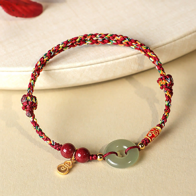 Buddha Stones, filo rosso, filo nero, giada Hetian, fibbia della pace, cinabro, braccialetto di protezione in argento 925