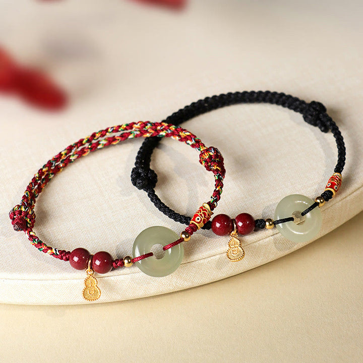 Buddha Stones, filo rosso, filo nero, giada Hetian, fibbia della pace, cinabro, braccialetto di protezione in argento 925