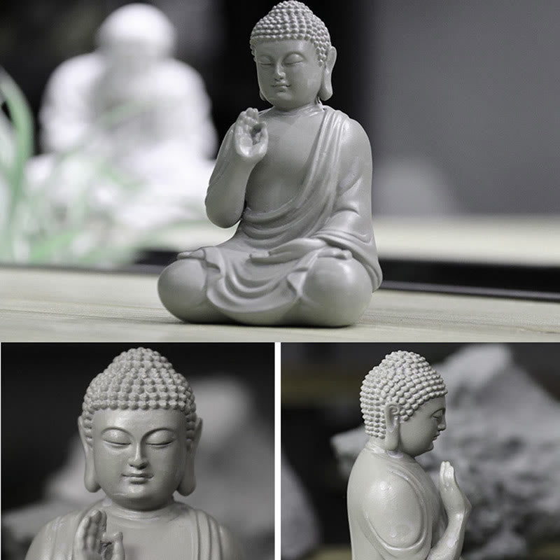 Buddha Stones Piccola Meditazione Preghiera Statua del Buddha in Resina Compassione Decorazione della scrivania di casa - image 4