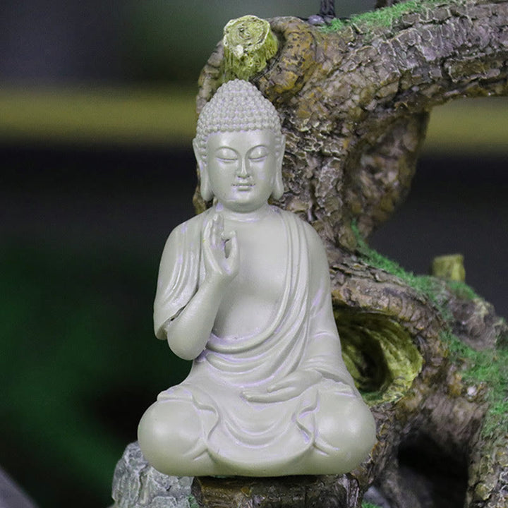 Buddha Stones Piccola Meditazione Preghiera Statua del Buddha in Resina Compassione Decorazione della scrivania di casa
