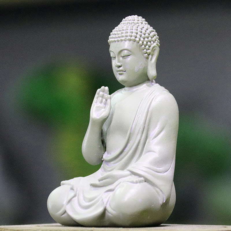 Buddha Stones Piccola Meditazione Preghiera Statua del Buddha in Resina Compassione Decorazione della scrivania di casa