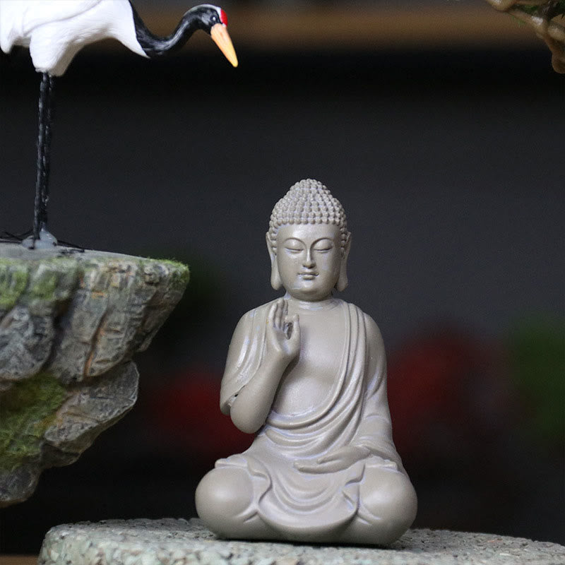 Buddha Stones Piccola Meditazione Preghiera Statua del Buddha in Resina Compassione Decorazione della scrivania di casa