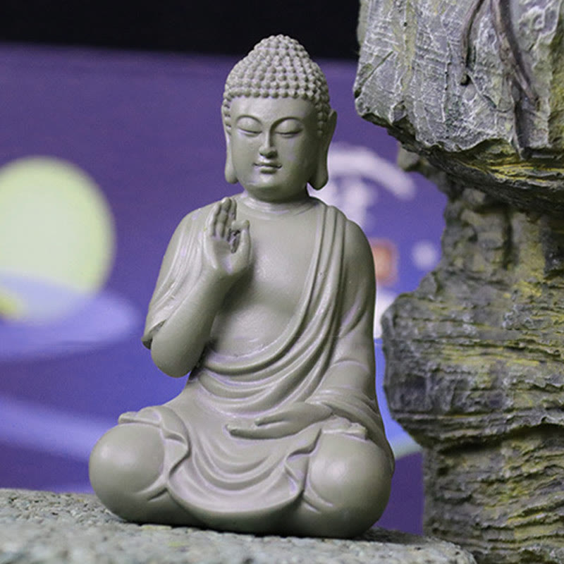 Buddha Stones Piccola Meditazione Preghiera Statua del Buddha in Resina Compassione Decorazione della scrivania di casa
