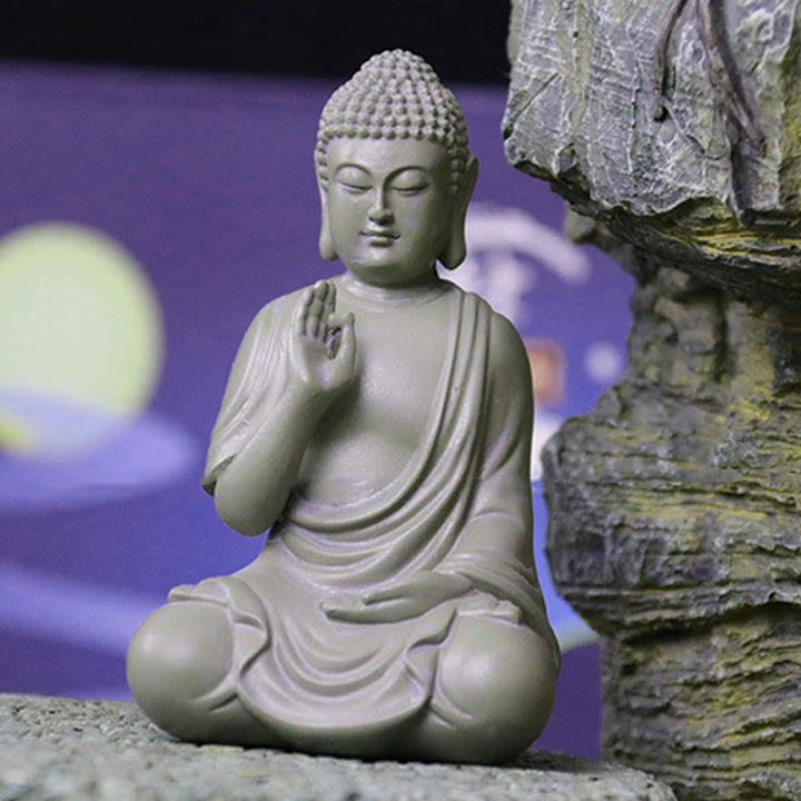 Buddha Stones Piccola Meditazione Preghiera Statua del Buddha in Resina Compassione Decorazione della scrivania di casa