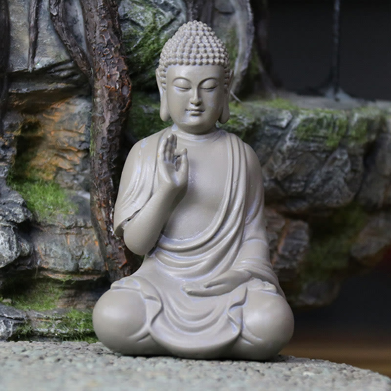 Buddha Stones Piccola Meditazione Preghiera Statua del Buddha in Resina Compassione Decorazione della scrivania di casa