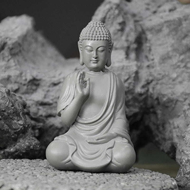 Buddha Stones Piccola Meditazione Preghiera Statua del Buddha in Resina Compassione Decorazione della scrivania di casa