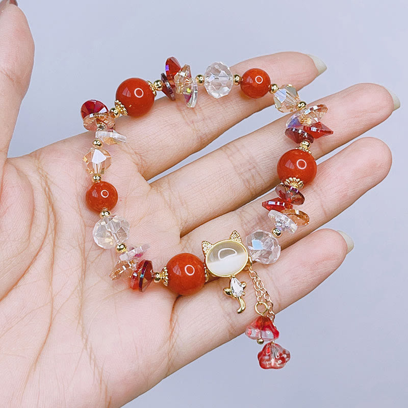 Braccialetto Buddha Stones Ametista Cristallo Verde Cristallo Rosso Gatto Equilibrio - image 13