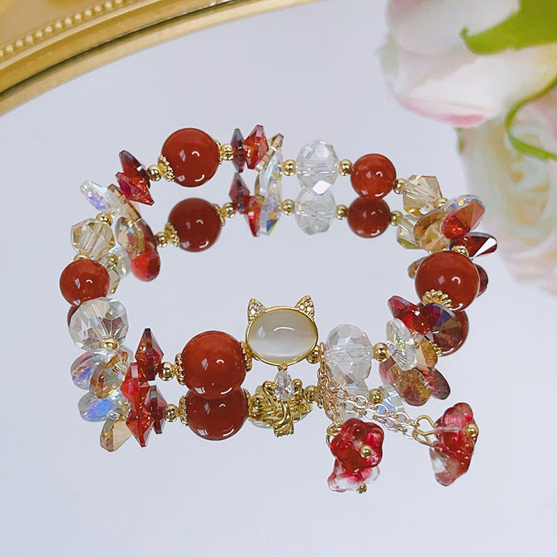 Braccialetto Buddha Stones Ametista Cristallo Verde Cristallo Rosso Gatto Equilibrio - image 11