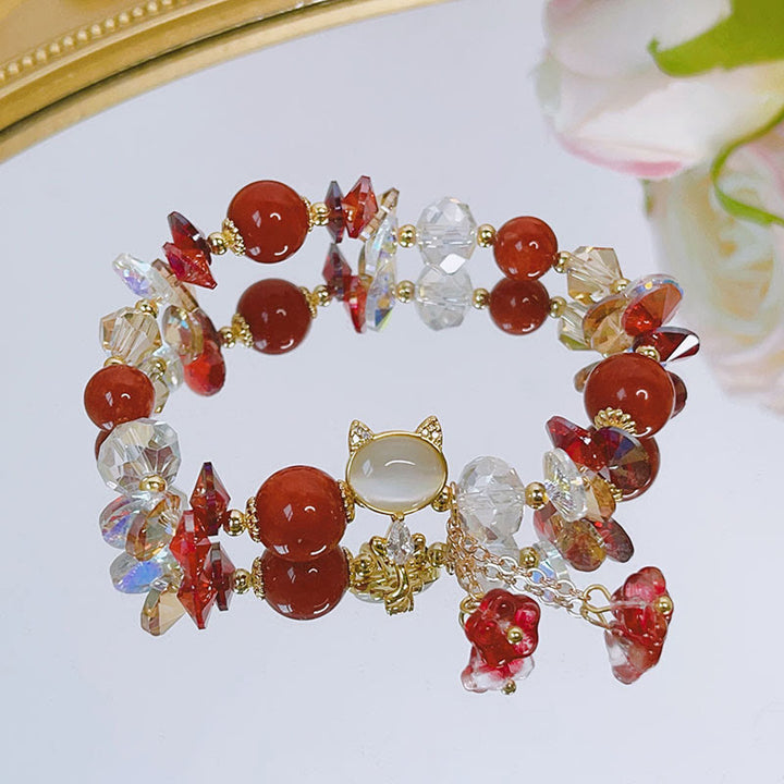 Braccialetto Buddha Stones Ametista Cristallo Verde Cristallo Rosso Gatto Equilibrio - image 11