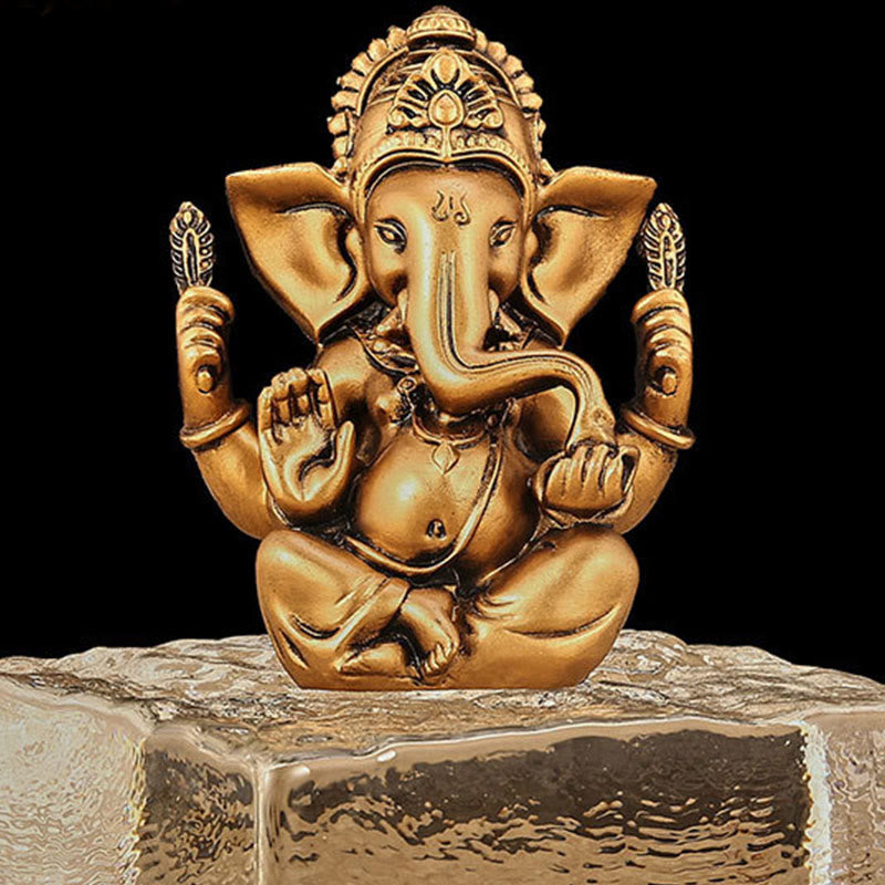 Buddha Stones Ganesh Ganpati Statua Elefante Trasformazione Decorazione Casa Resina - Ganesh in bronzo - 8,5*5*11,5 cm - image 10