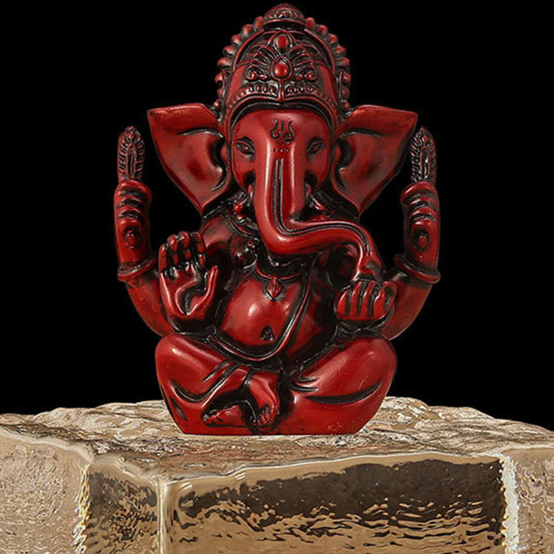 Buddha Stones Ganesh Ganpati Statua Elefante Trasformazione Decorazione Casa Resina - Ganesh rosso - 8,5*5*11,5 cm - image 11