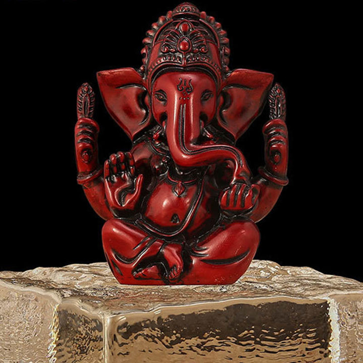 Buddha Stones Ganesh Ganpati Statua Elefante Trasformazione Decorazione Casa Resina - Ganesh rosso - 8,5*5*11,5 cm - image 11