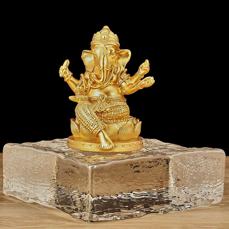 Buddha Stones Mini Piccolo Ganesh Ganpati Elefante Meditazione Statua Riflessione Casa Resina Decorazione - Ganesh dorato - Piccolo 9*7,5*11 cm - image 3