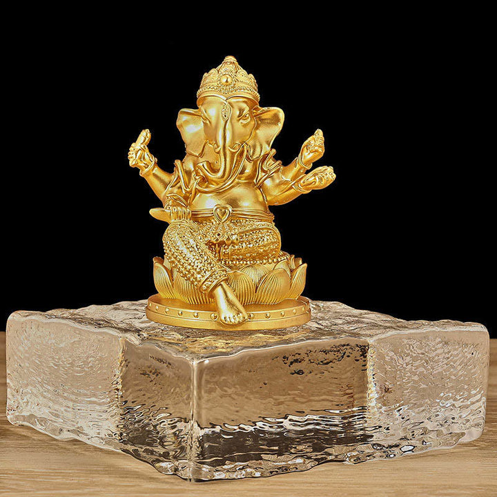 Buddha Stones Mini Piccolo Ganesh Ganpati Elefante Meditazione Statua Riflessione Casa Resina Decorazione - Ganesh dorato - Piccolo 9*7,5*11 cm - image 3