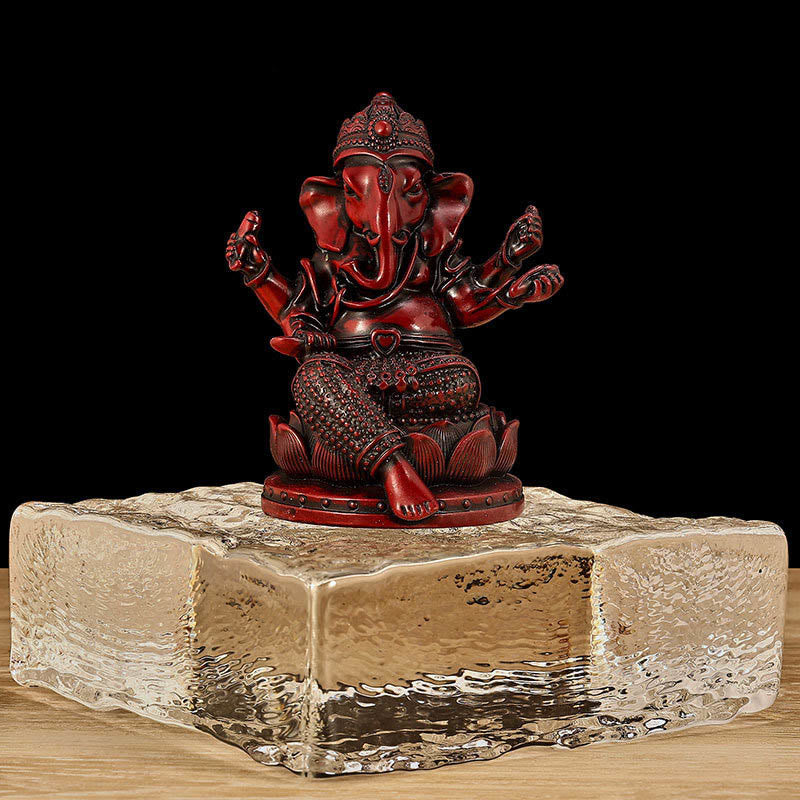 Buddha Stones Mini Piccolo Ganesh Ganpati Elefante Meditazione Statua Riflessione Casa Resina Decorazione - Ganesh rosso - Piccolo 9*7,5*11 cm - image 16